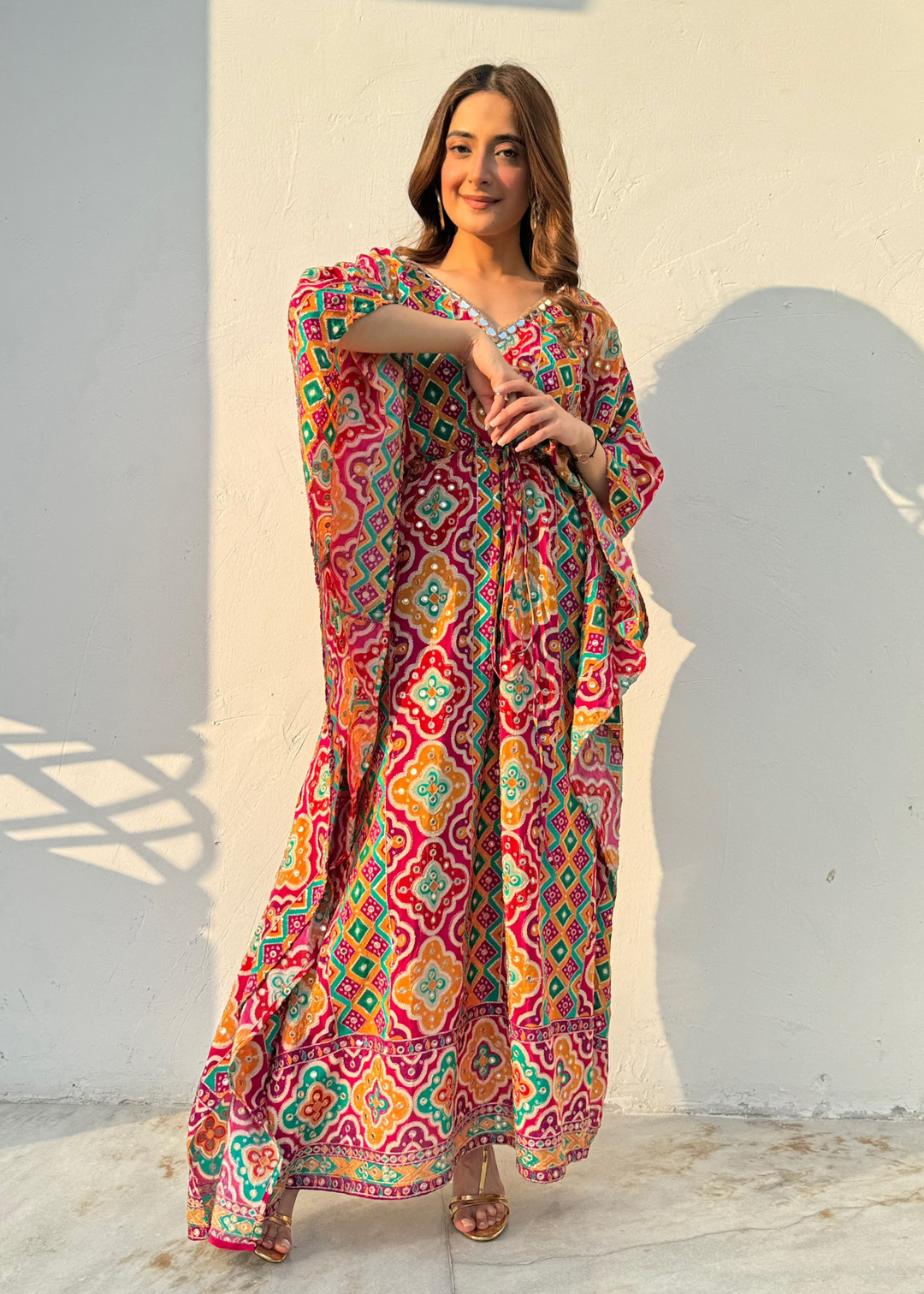 Printed Mirror Kaftaan Maxi Dress