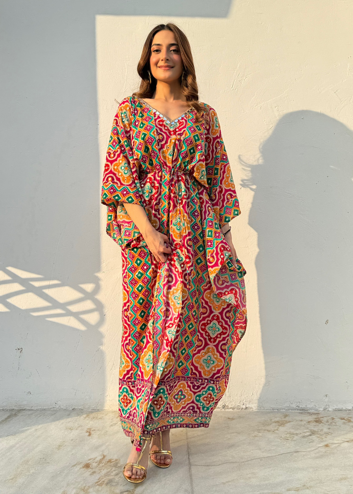 Printed Mirror Kaftaan Maxi Dress