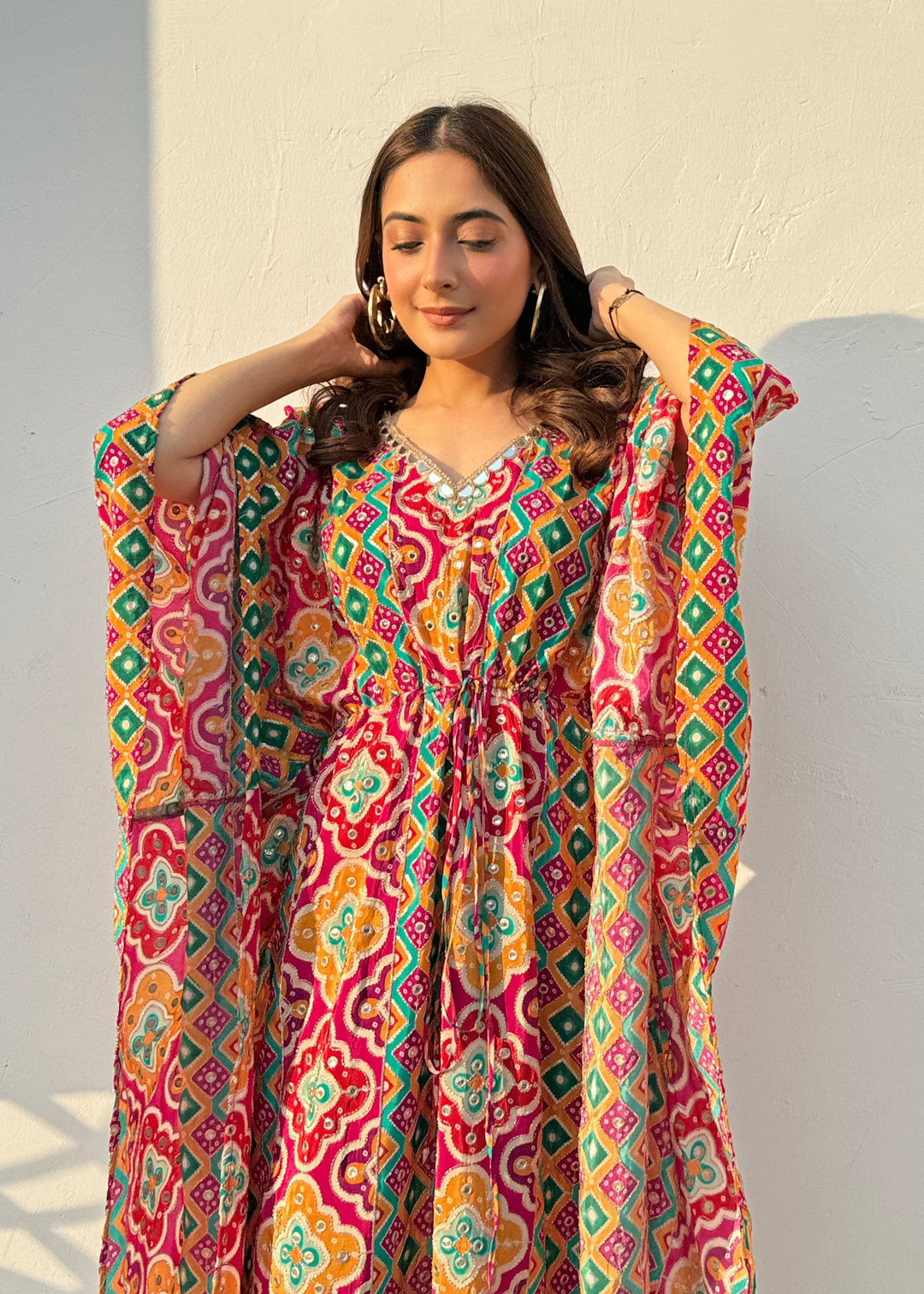 Printed Mirror Kaftaan Maxi Dress