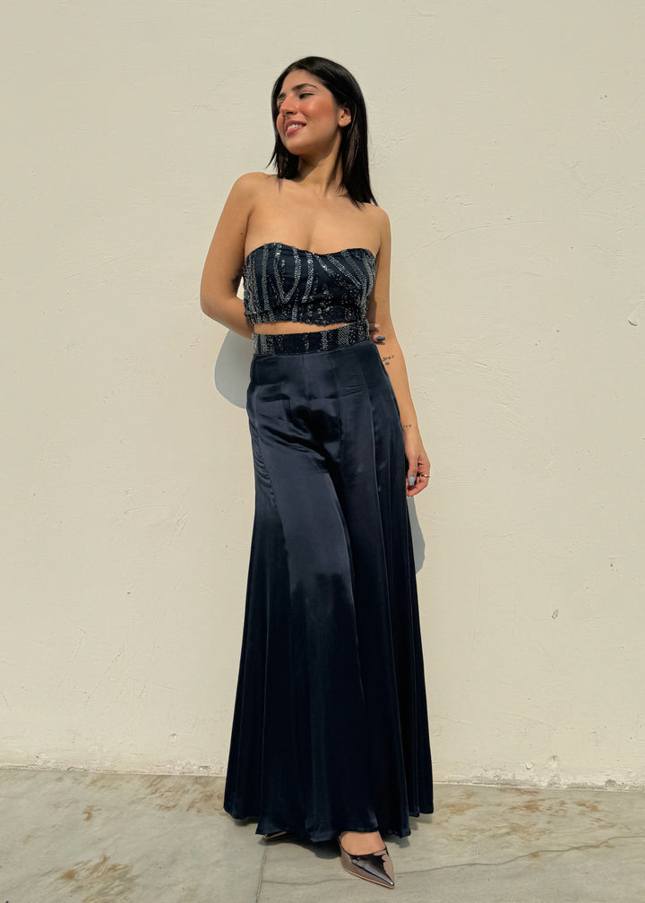 Blue Beaded cape co-ord set