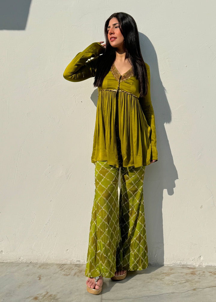 Green kurta sharara set