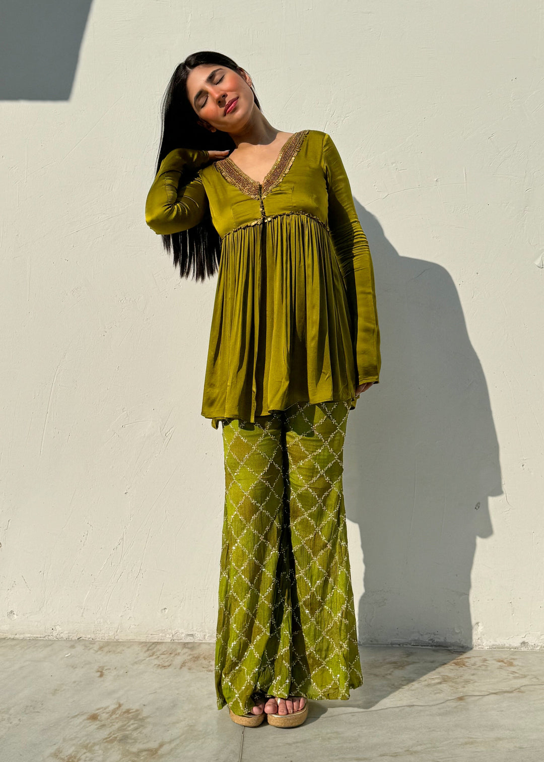 Green kurta sharara set