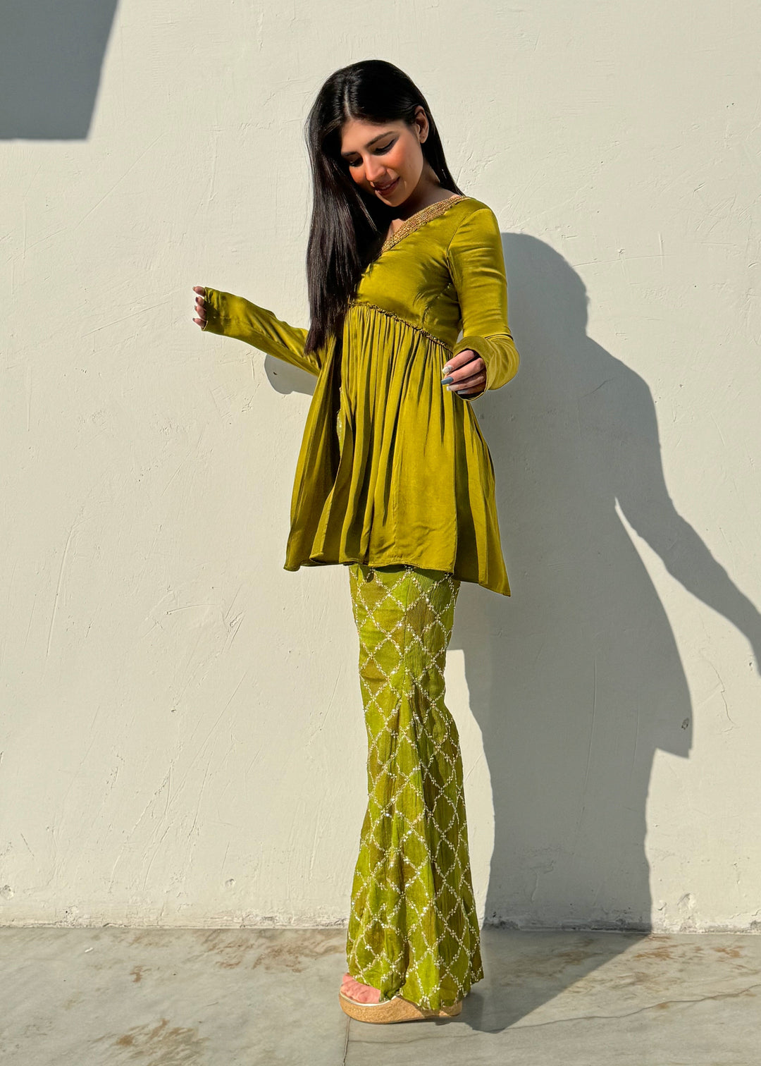 Green kurta sharara set