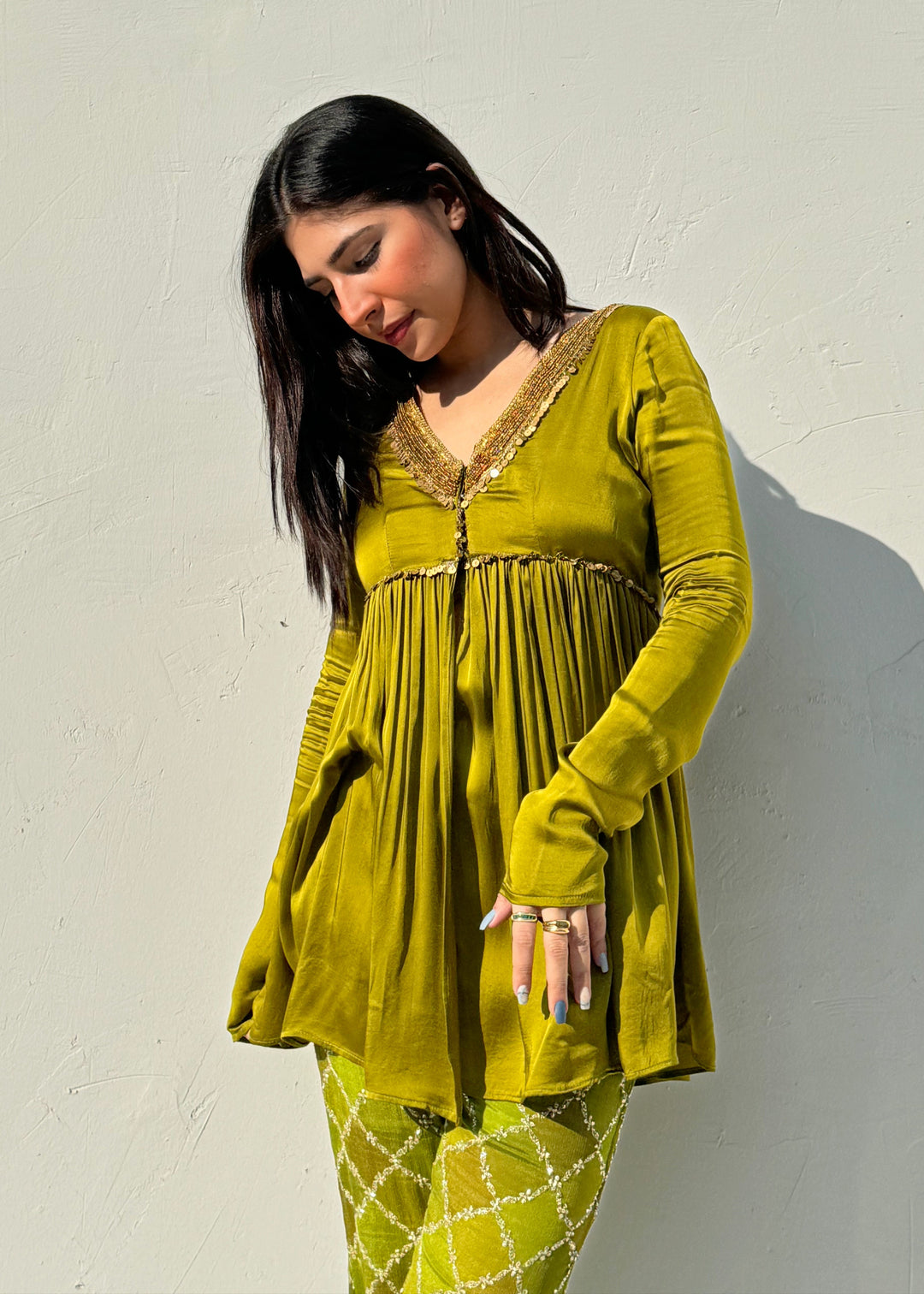 Green kurta sharara set