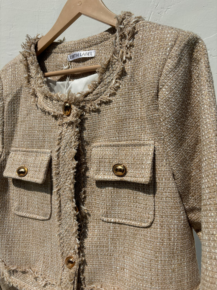 Beige and gold tweed jacket