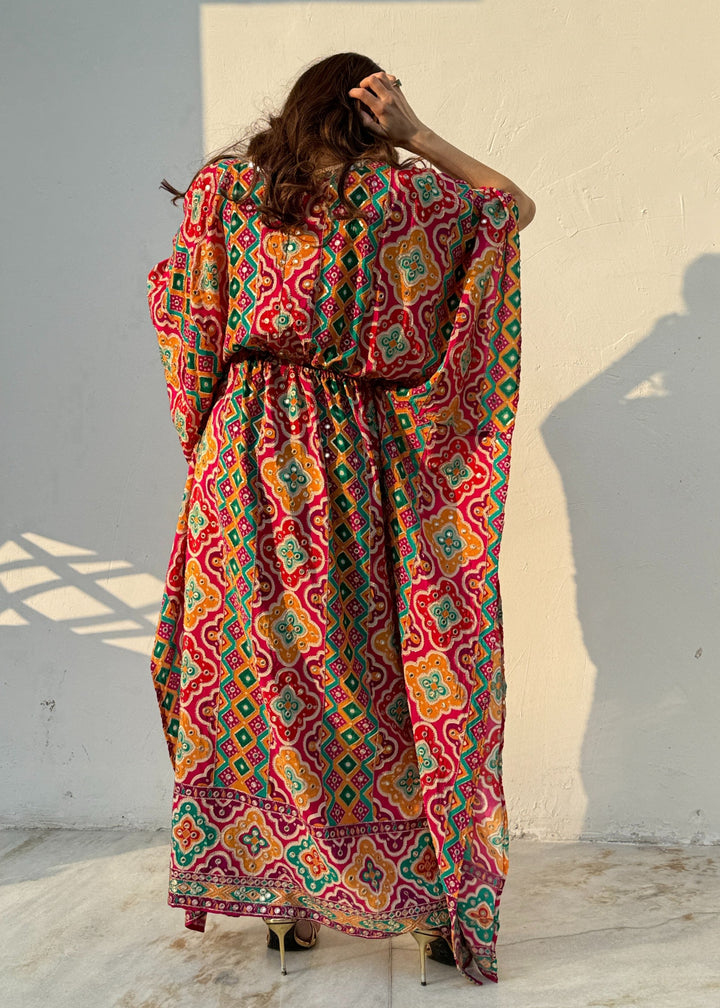 Printed Mirror Kaftaan Maxi Dress