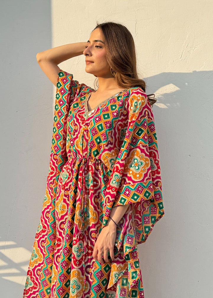 Printed Mirror Kaftaan Maxi Dress