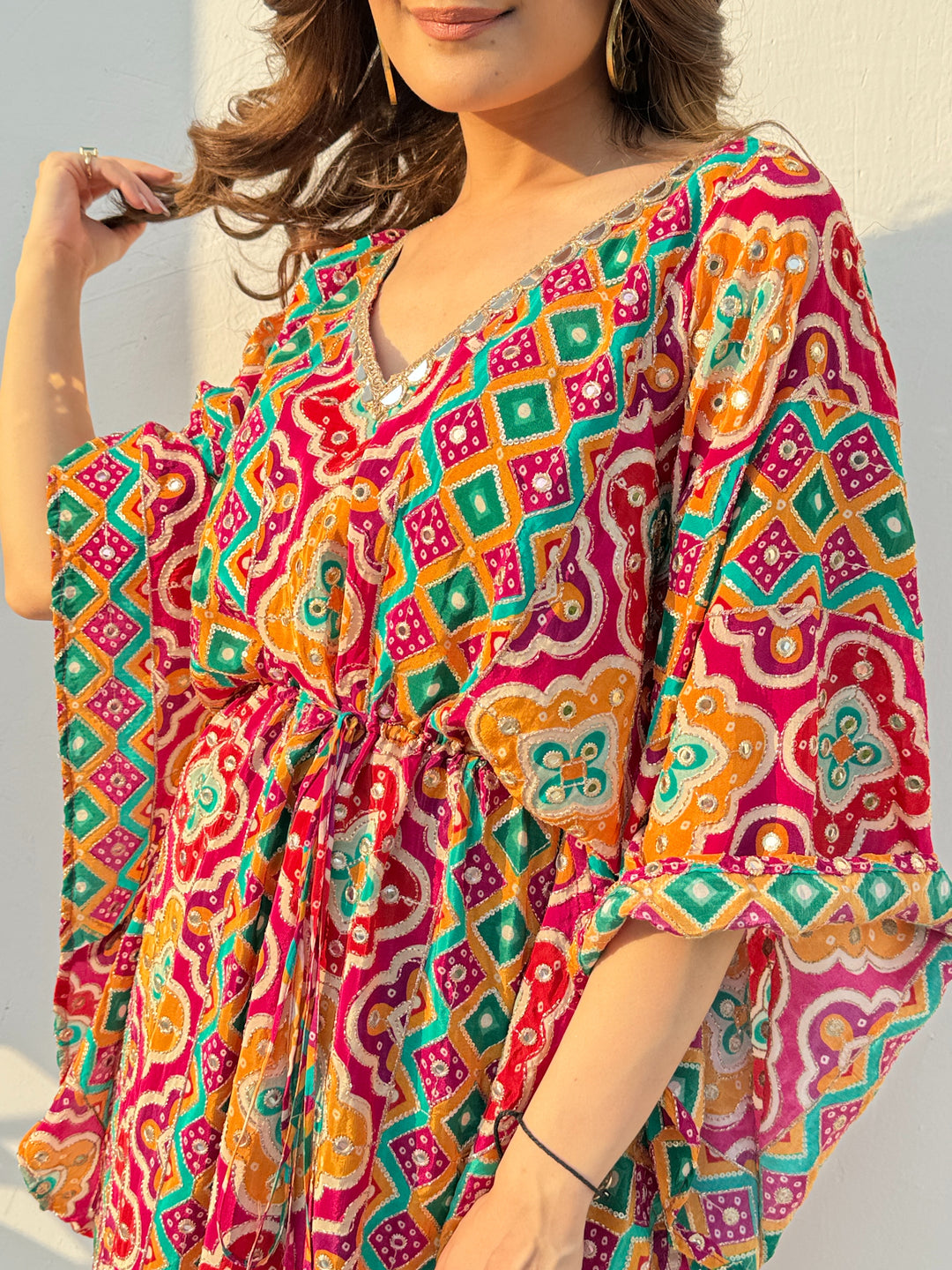 Printed Mirror Kaftaan Maxi Dress