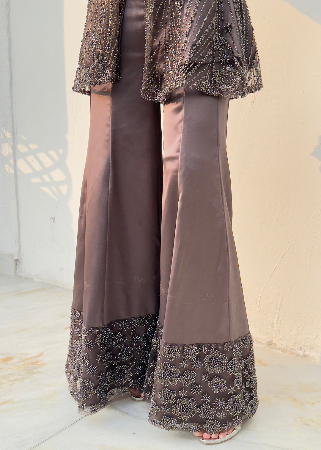 Beaded Brown Shimmer Co-ord Set