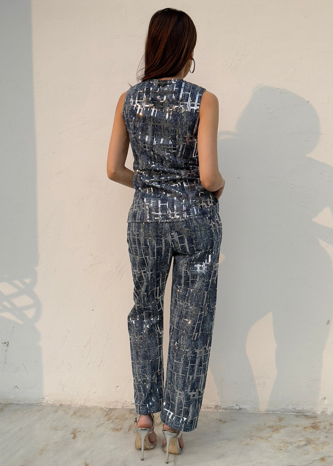 Blue Denim Sequins Shimmer Co-ord