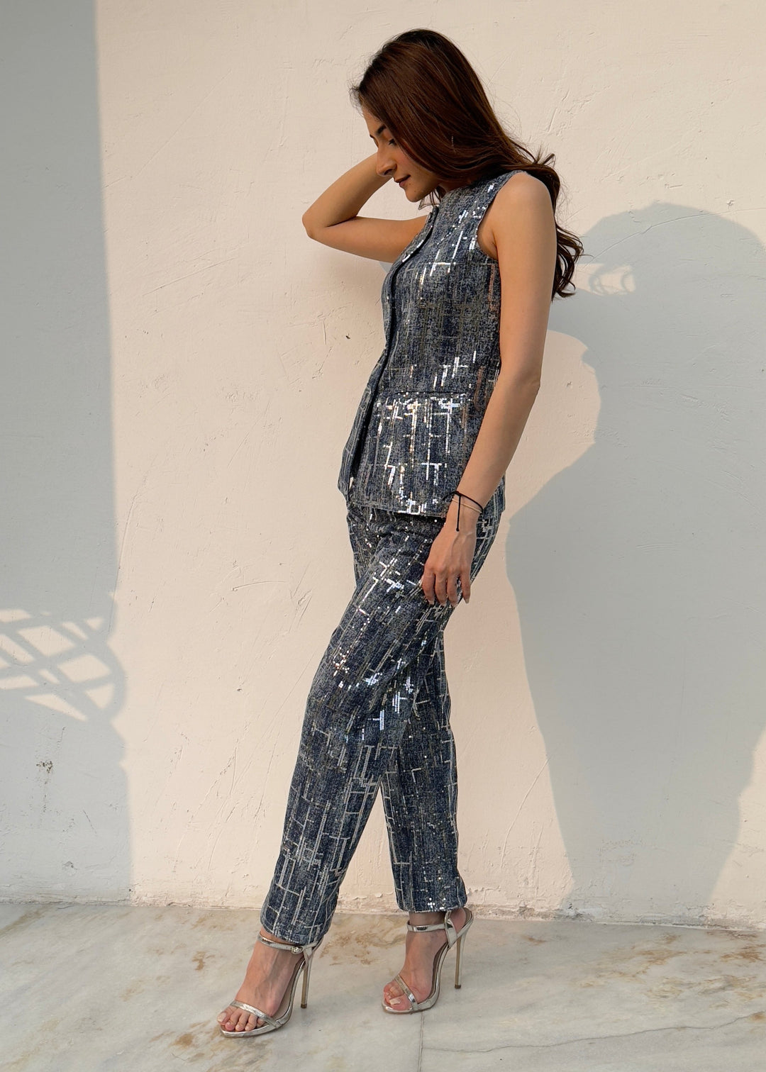 Blue Denim Sequins Shimmer Co-ord