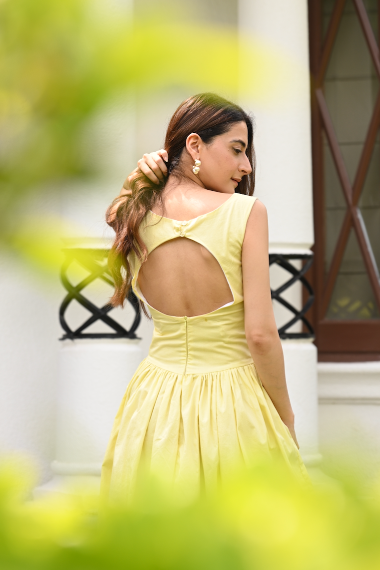 Dewdrop Bubble Dress (Butter Yellow)